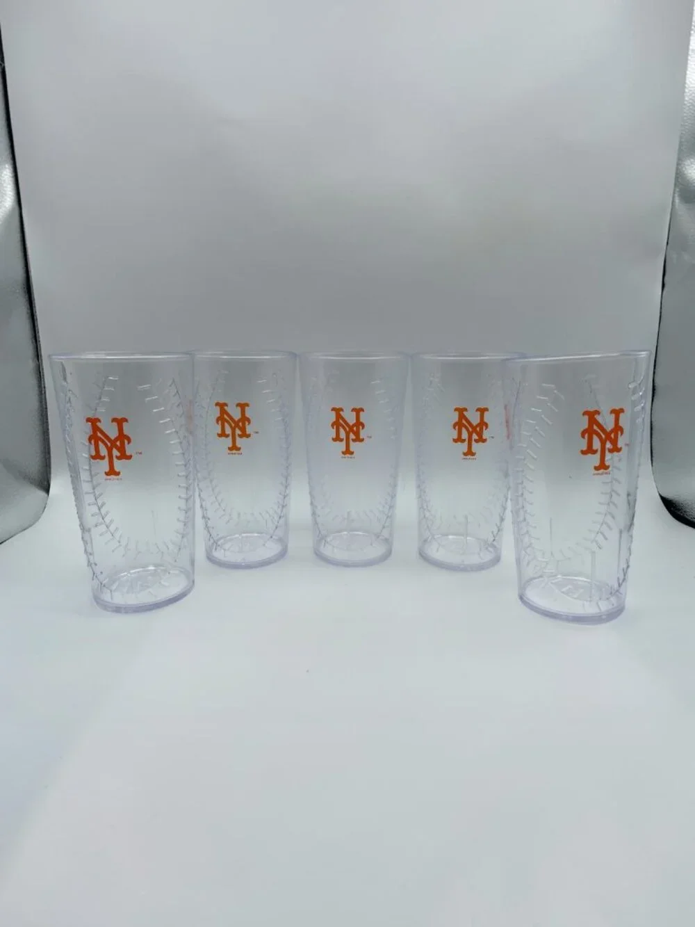 SET OF 5 New York Mets Orange Logo 20 oz Hard Plastic Souvenir Beer Cups Whirly